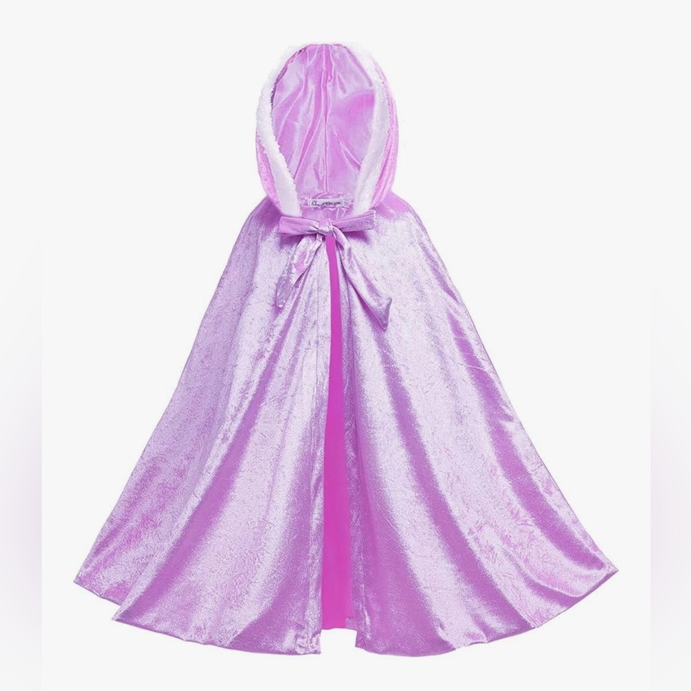Girls hooded velvet cloak cape princess birthday costume
